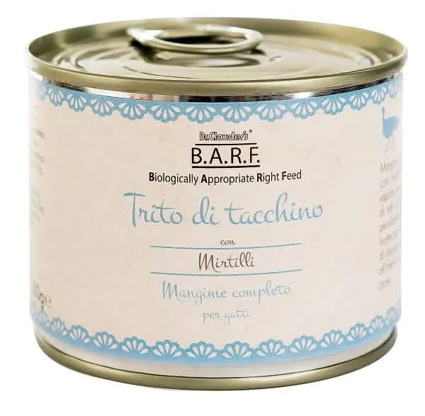 Barf gatto trito di tacchino con mirtilli 200 g - immagine 1