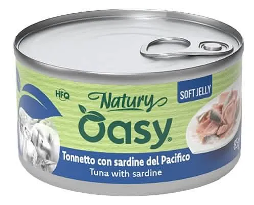 Oasy wet cat natury soft jelly tonnetto con sardine lattina 85 g - immagine 1