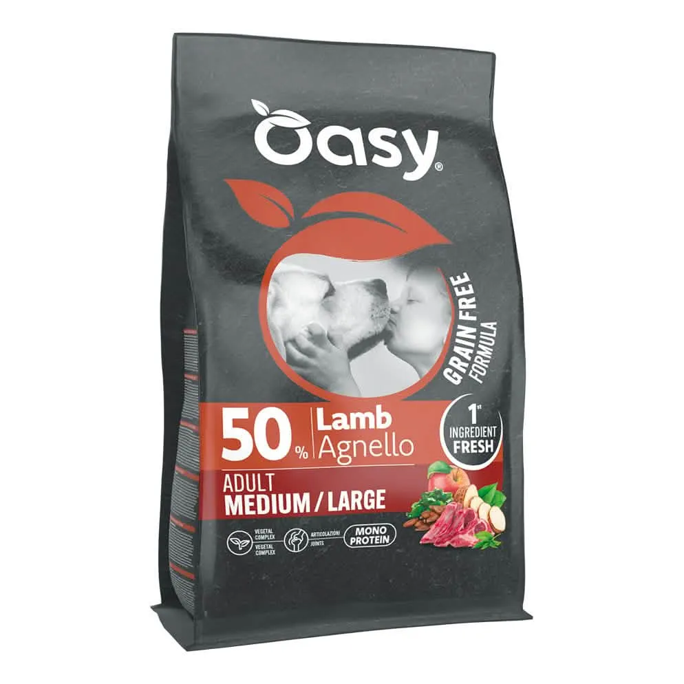 Oasy dry dog grain free adult medium/large agnello 2 kg - immagine 1