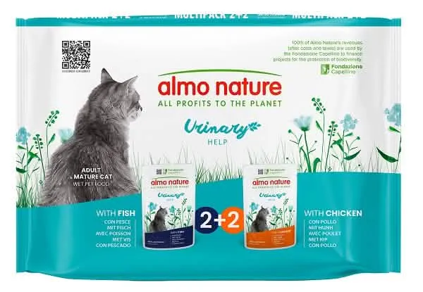 Almo nature functional cat multi pouch urinary help con pesce & urinary help con pollo 4 x 70 g - immagine 1