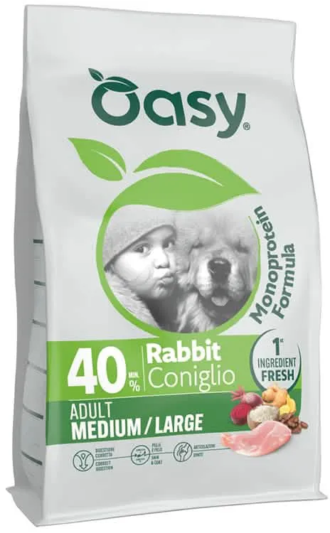 Oasy dry dog monoprotein adult medium/large coniglio 2 kg - immagine 1
