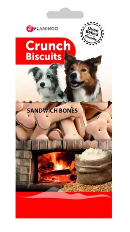 FLAMINGO CANE SNACK BISCOTTI CRUNCH SANDWICH BONES 500 GR - immagine 1