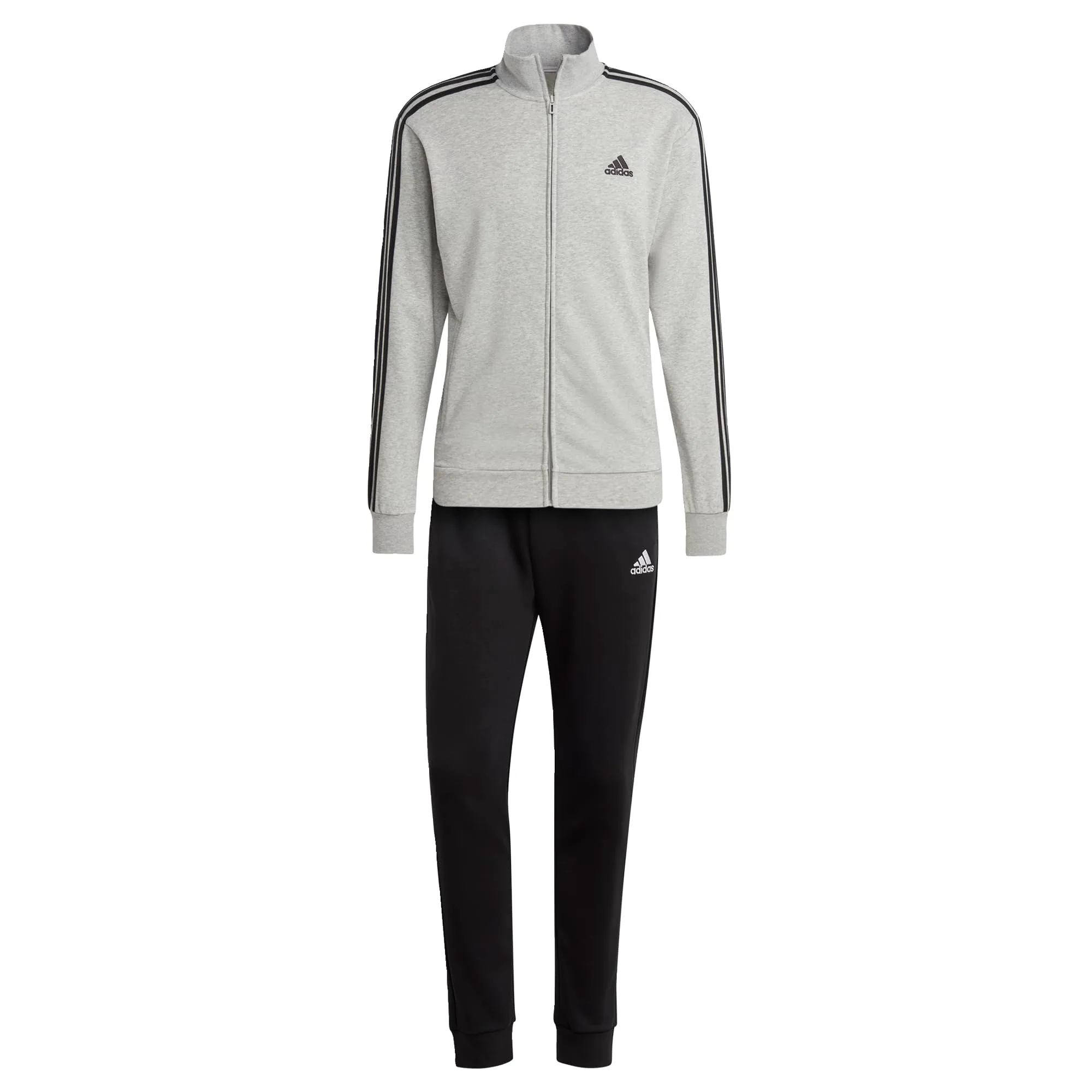 adidas Uomo Basic 3-Stripes French Terry Track Suit, Medium Grey Heather/Black, S - immagine 1