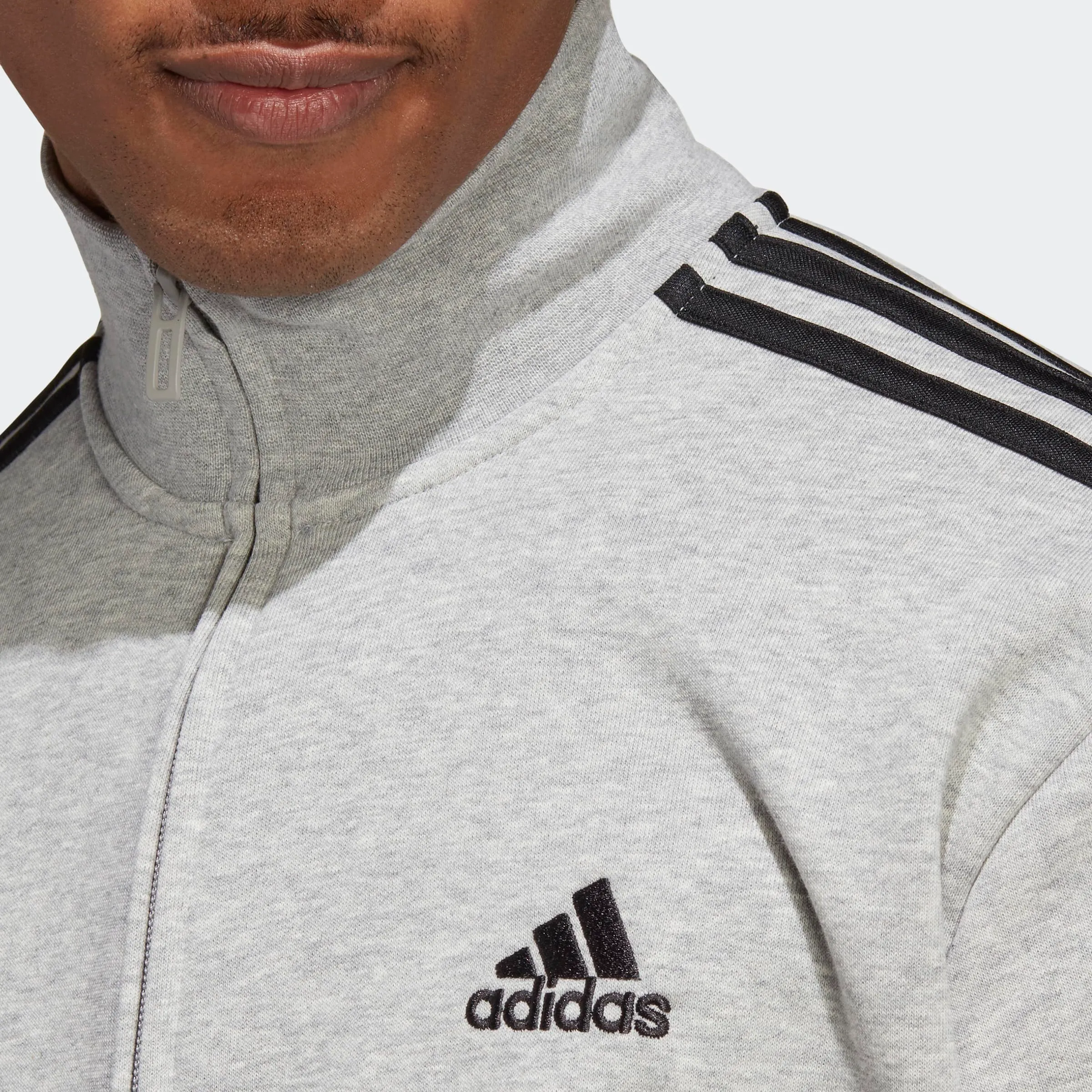 adidas Uomo Basic 3-Stripes French Terry Track Suit, Medium Grey Heather/Black, S - immagine 3