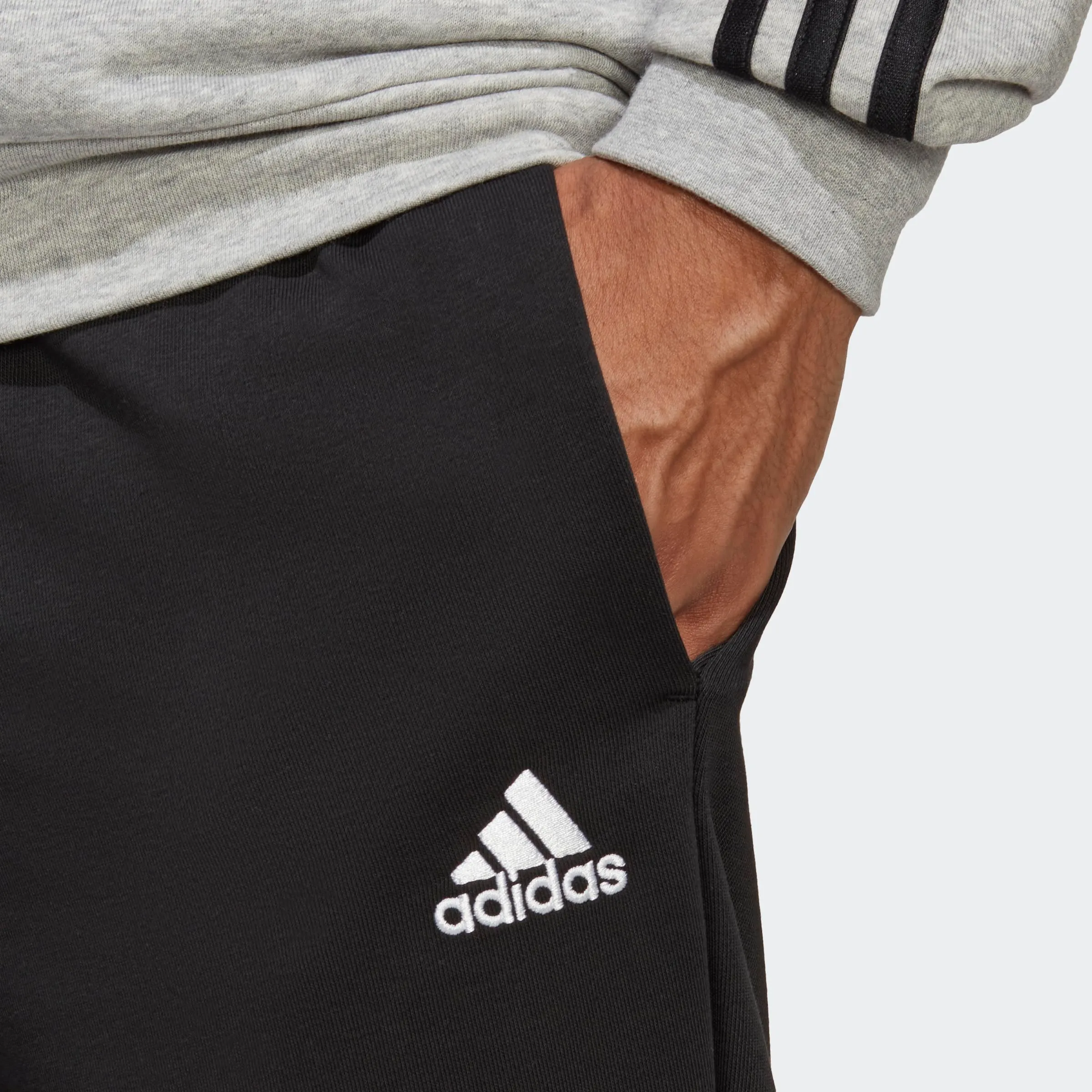 adidas Uomo Basic 3-Stripes French Terry Track Suit, Medium Grey Heather/Black, S - immagine 5