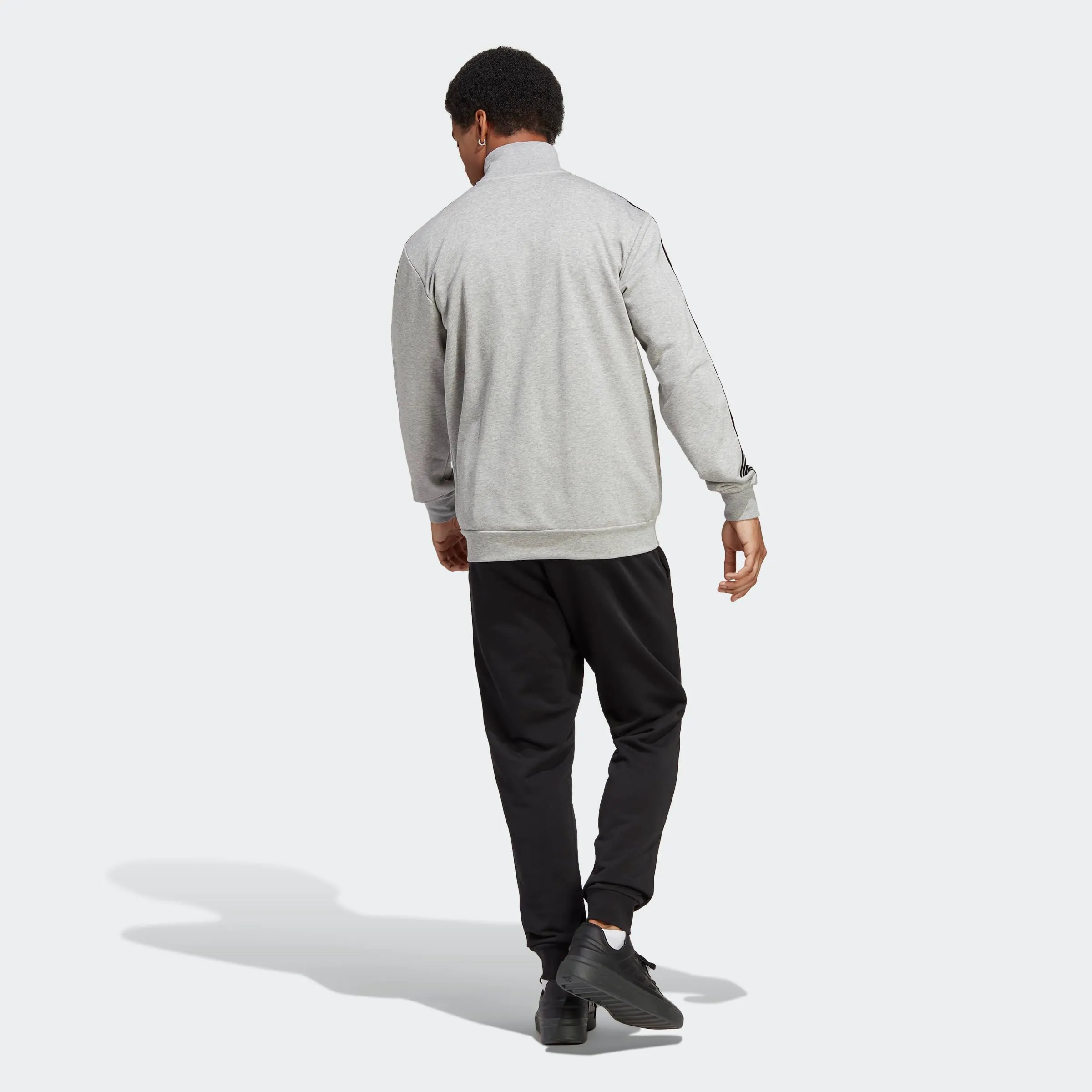 adidas Uomo Basic 3-Stripes French Terry Track Suit, Medium Grey Heather/Black, S - immagine 7