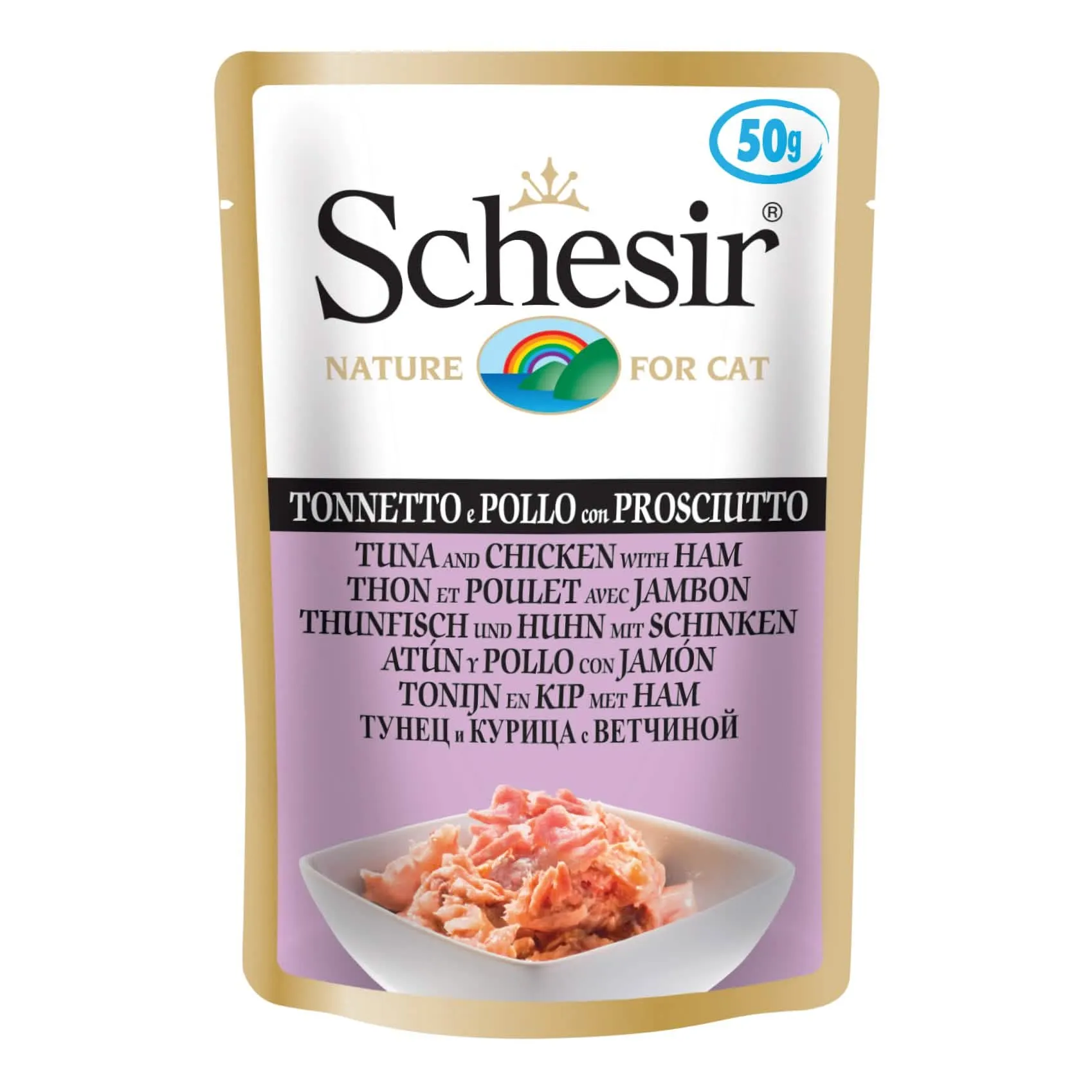 Schesir cat tonnetto e pollo con prosciutto 50 g - immagine 1