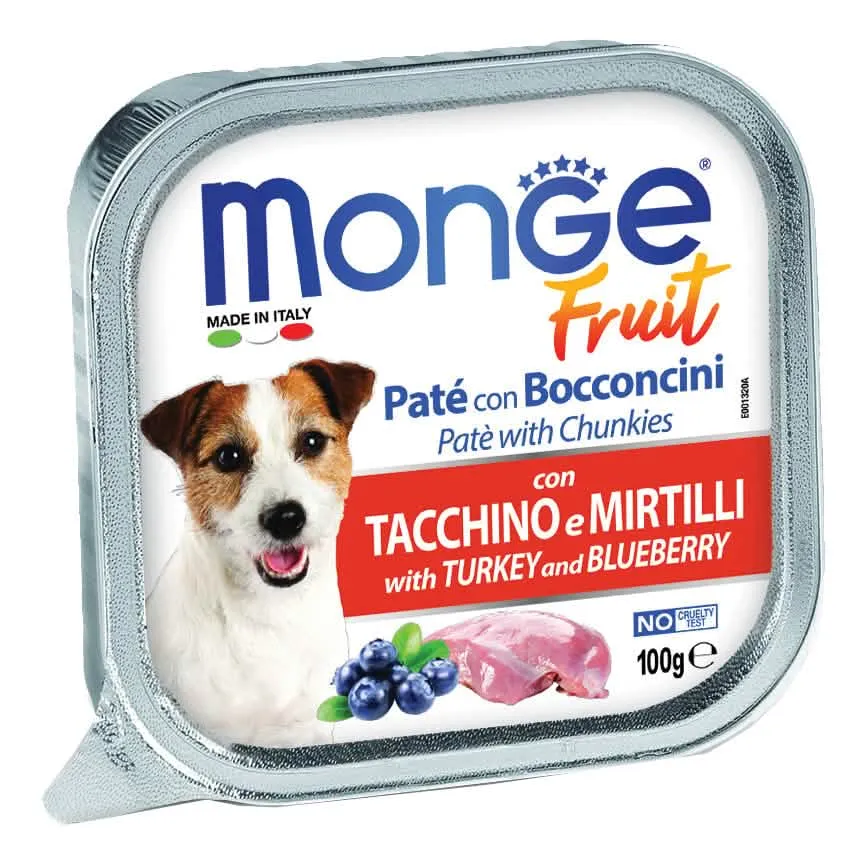 Monge fruit cane tacchino&mirtilli 100 g - immagine 1