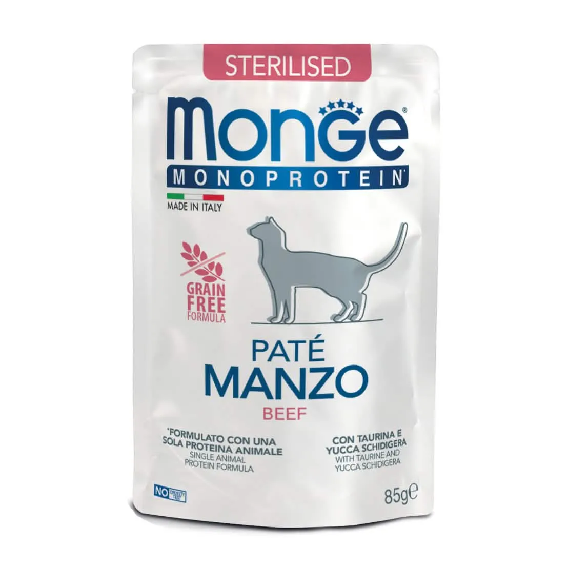 Monge busta monoporzione cat sterilised pate manzo 85 g - immagine 1