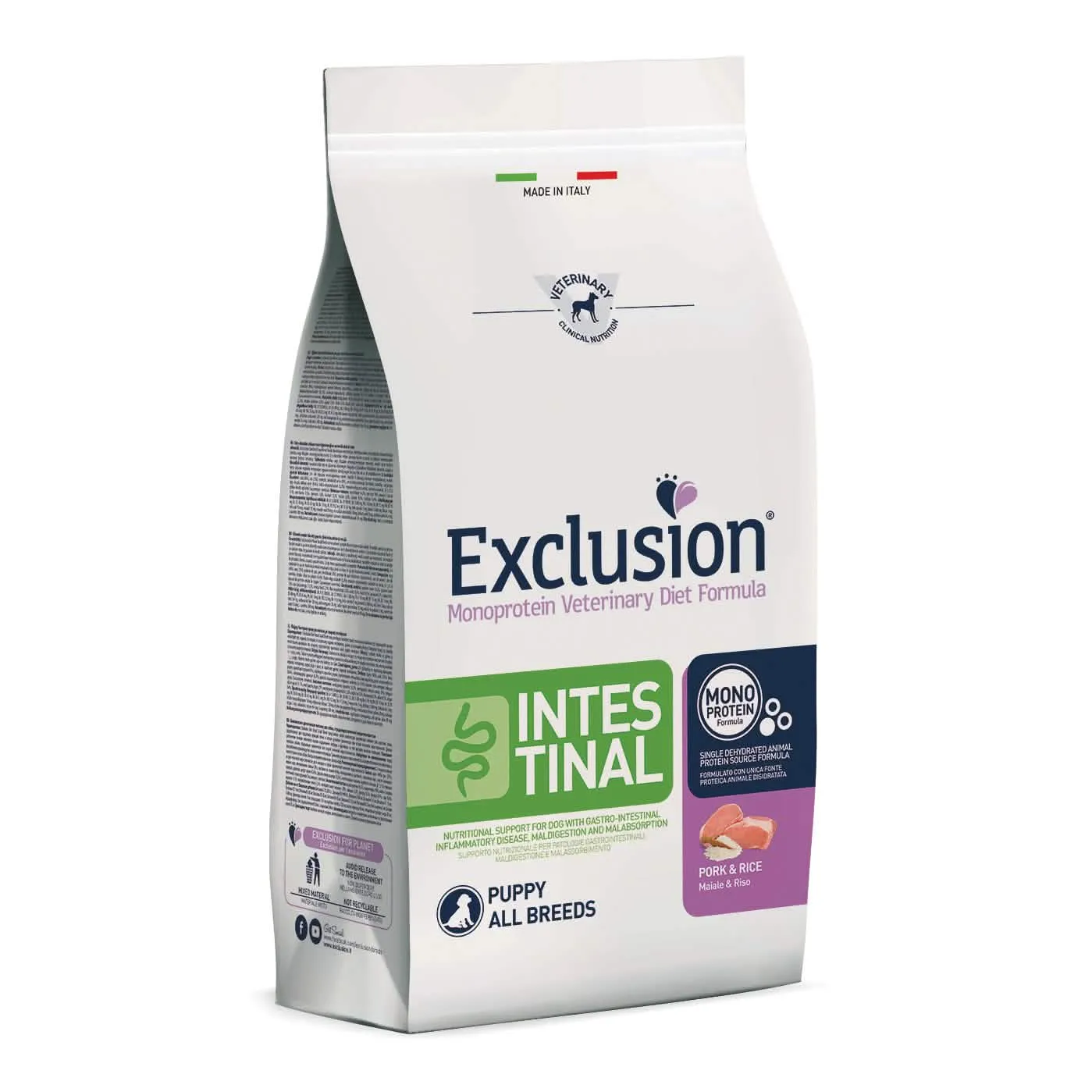 Exclusion monoprotein veterinary diet formula intestinal puppy pork and rice all breeds 800 g - immagine 1