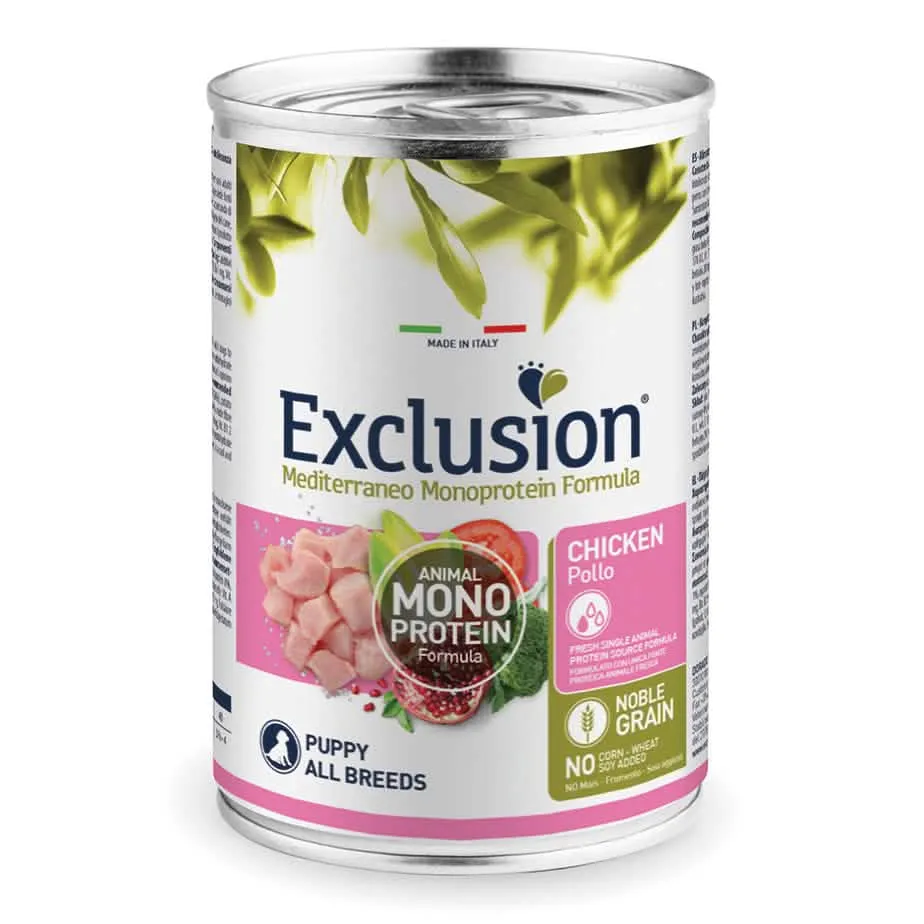 Exclusion mediterraneo monoprotein noble grain puppy chicken all breeds 400g - immagine 1