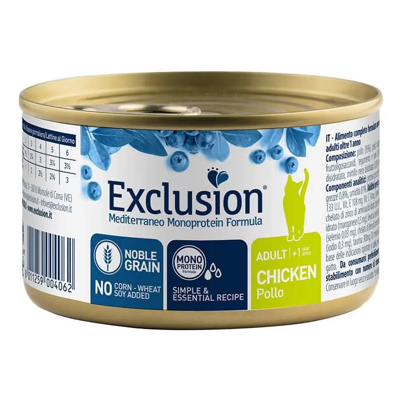 Exclusion mediterraneo monoprotein noble grain adult chicken 85 g - immagine 1