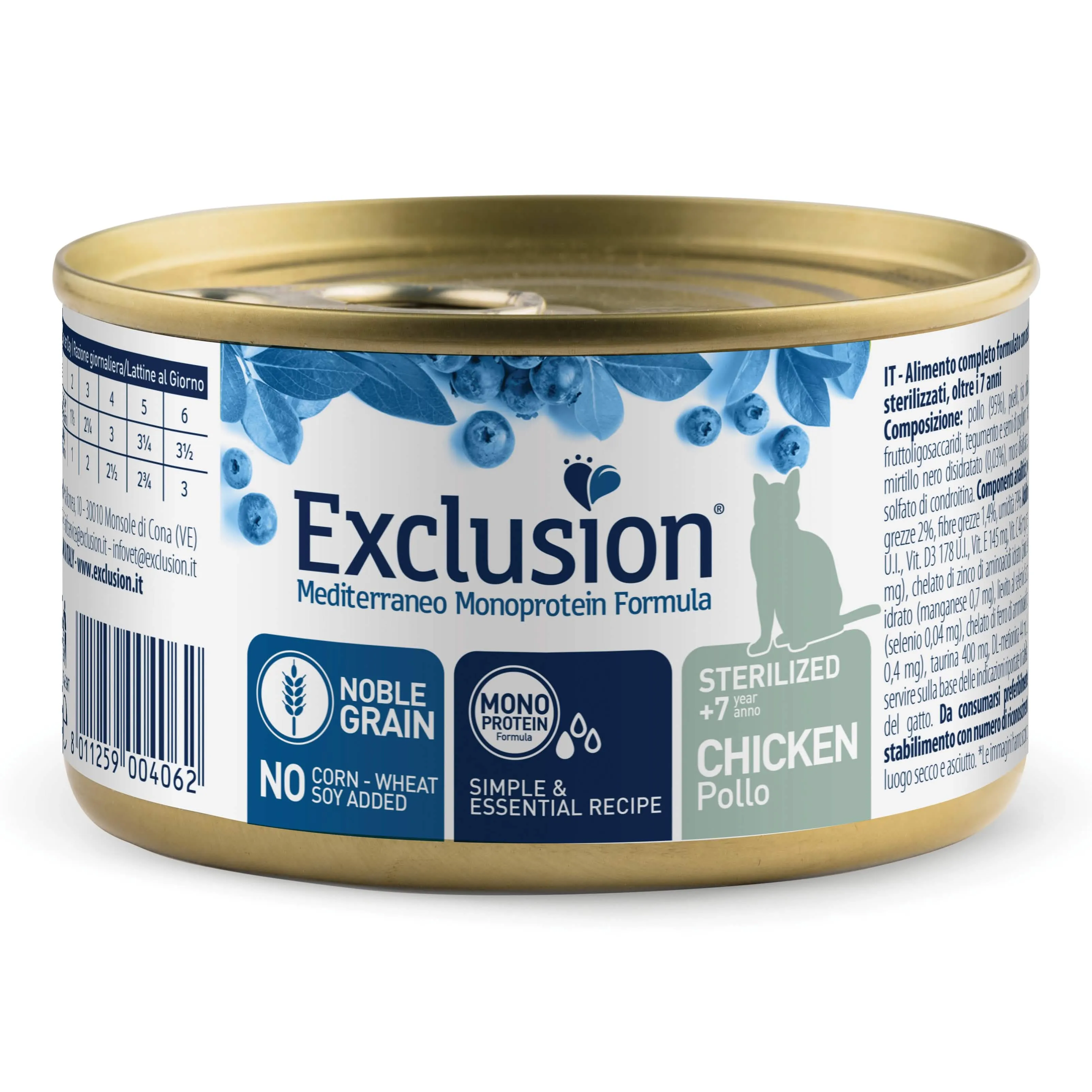 Exclusion mediterraneo monoprotein noble grain sterilized +7 chicken 85 g - immagine 1