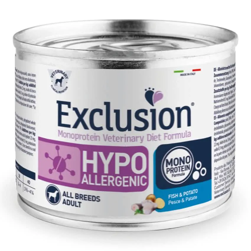 Exclusion monoprotein veterinary diet formula hypoallergenic fish and potato all breeds 200 g - immagine 1