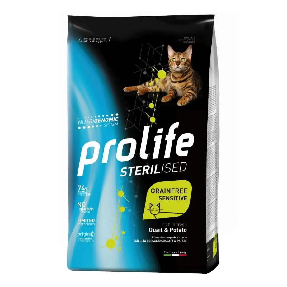 Prolife Crocchette Sterilizzate Grain Free per Gatti Adulto con Quaglia e Patate 1,5 kg - immagine 1