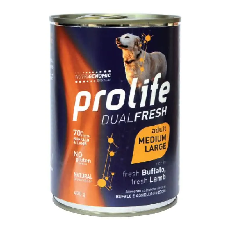 Prolife dog dual fresh adult buffalo & lamb medium/large 400 g - immagine 1