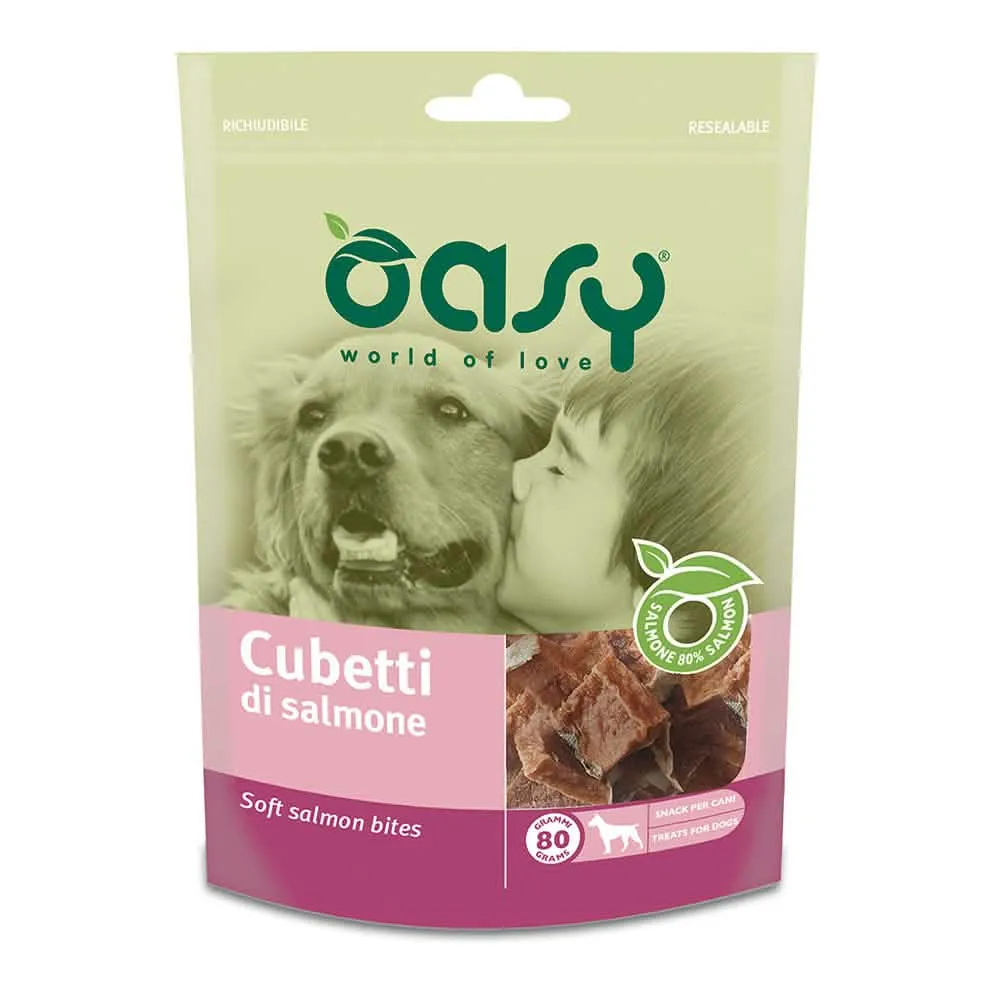 Oasy snack dog cubetti di salmone 80 g - immagine 1