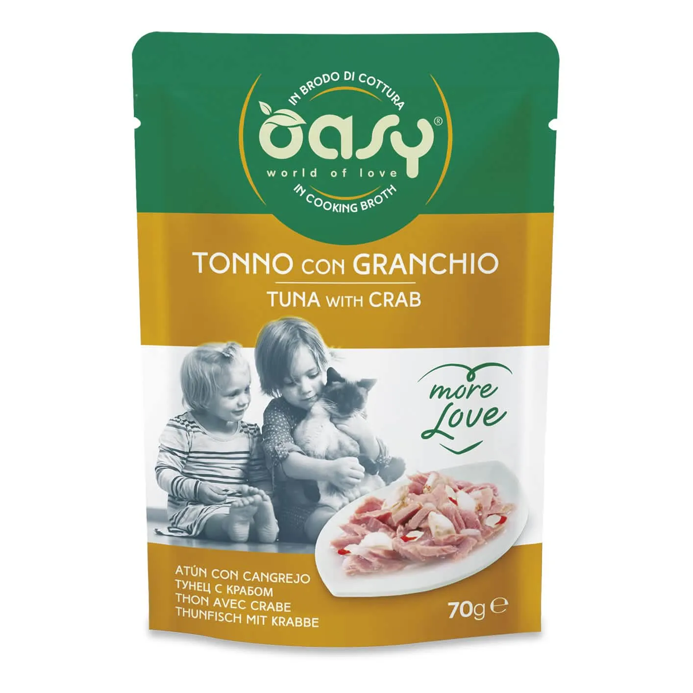 Oasy wet cat more love tonno con granchio busta 70 g - immagine 1