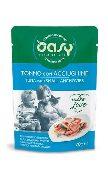 Oasy wet cat more love tonno con acciughine busta 70 g - immagine 1