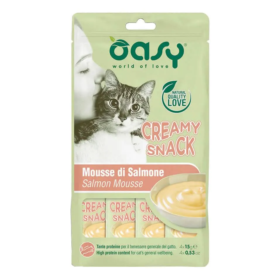Oasy snack cat creamy snack salmone 4 x 15 g - immagine 1