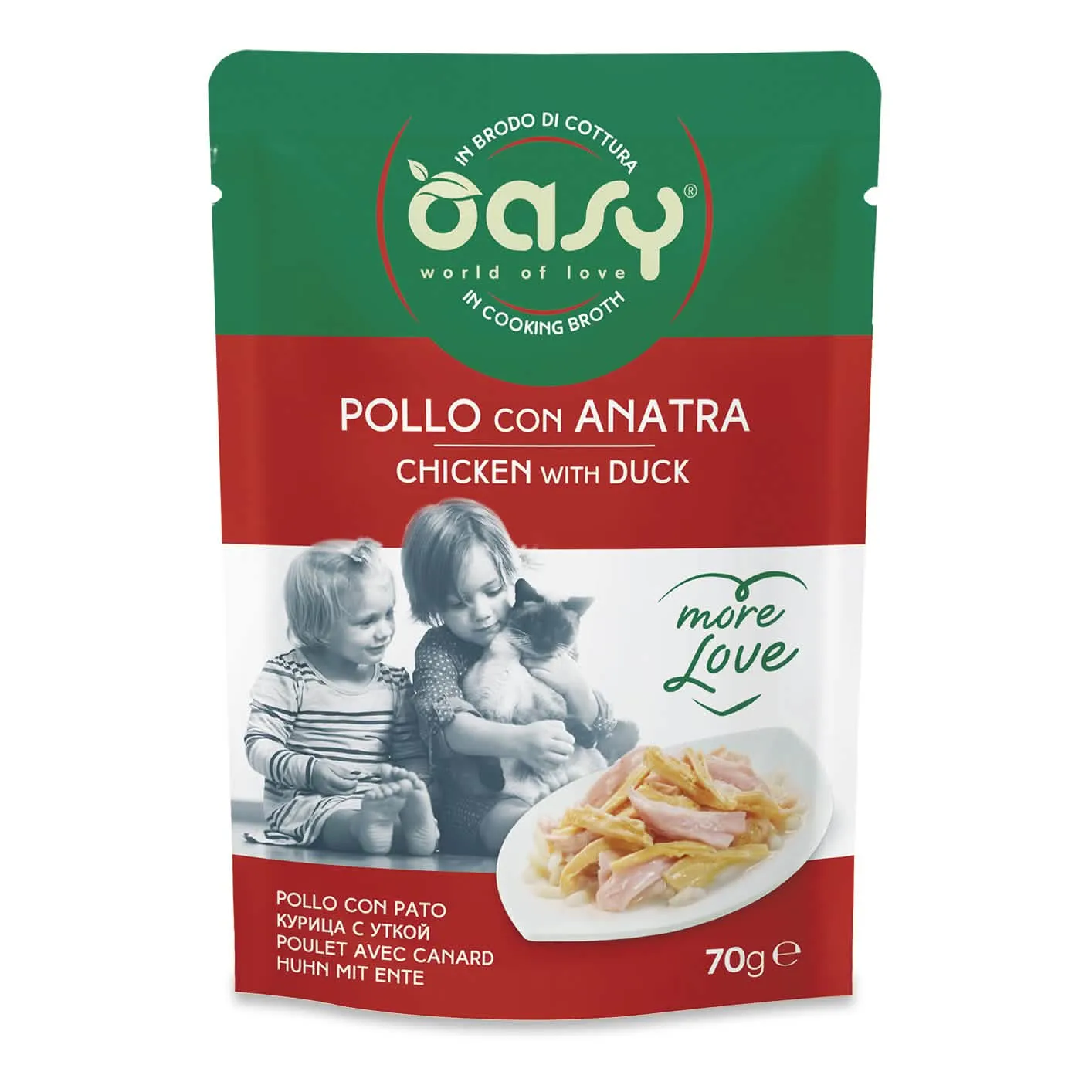 Oasy wet cat more love pollo con anatra busta 70 g - immagine 1