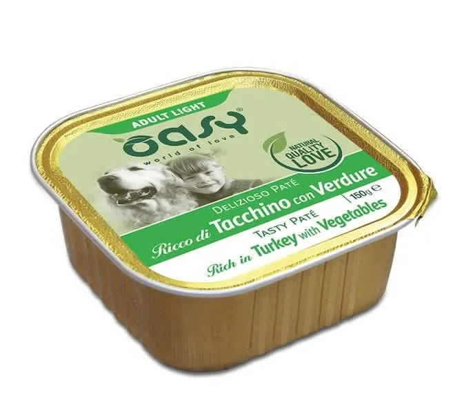 Oasy wet dog delizioso pate' adult light tacchino 150 g - immagine 1