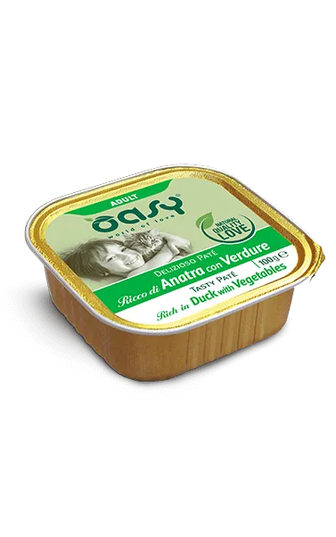 Oasy wet cat delizioso pate' adult anatra con verdure 100 g - immagine 1