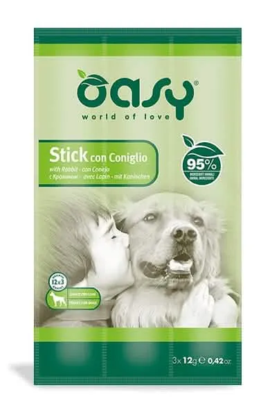 Oasy snack dog stick con coniglio 3x12 g - immagine 1
