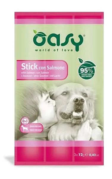 Oasy snack dog stick con salmone 3x12 g - immagine 1
