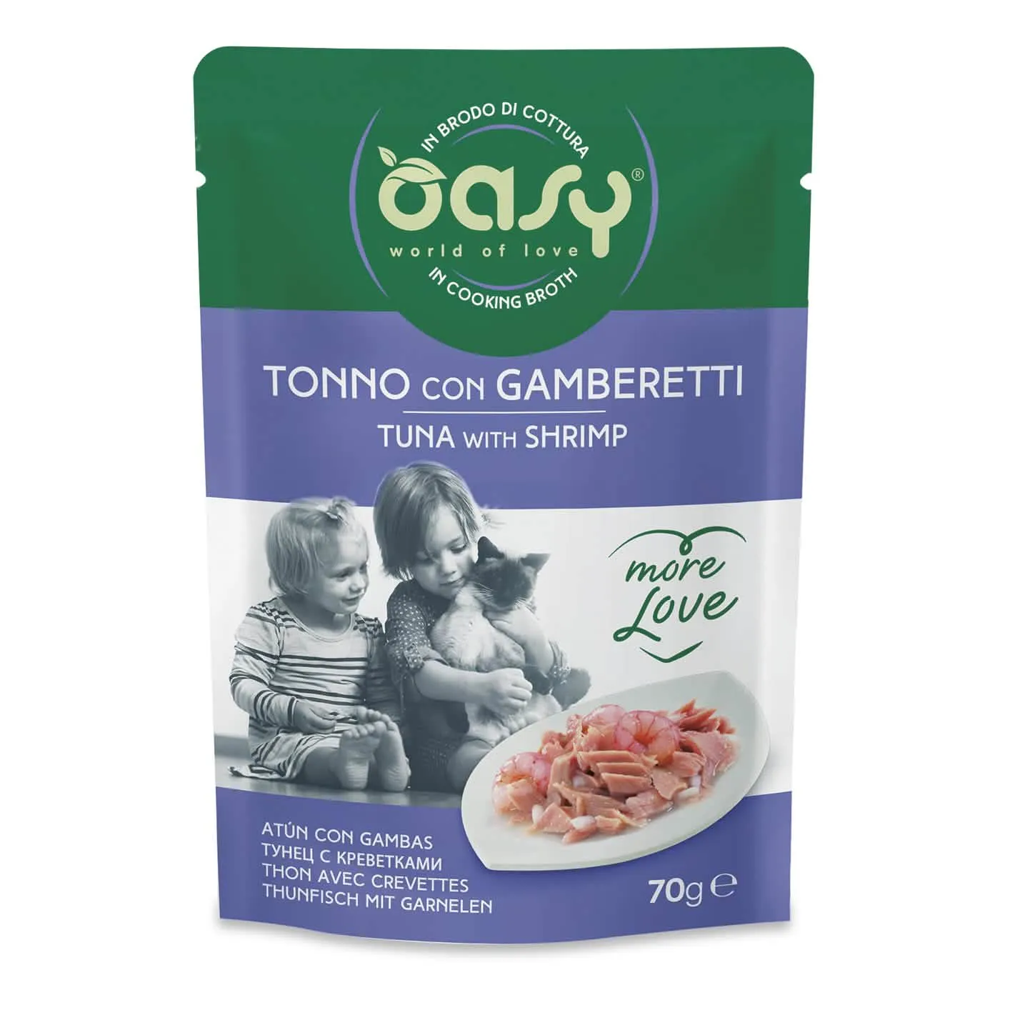 Oasy wet cat more love tonno gamberetti 70 g - immagine 1