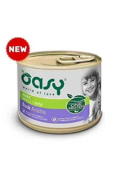 Oasy wet dog one adult small/mini anatra lattina 200 g - immagine 1