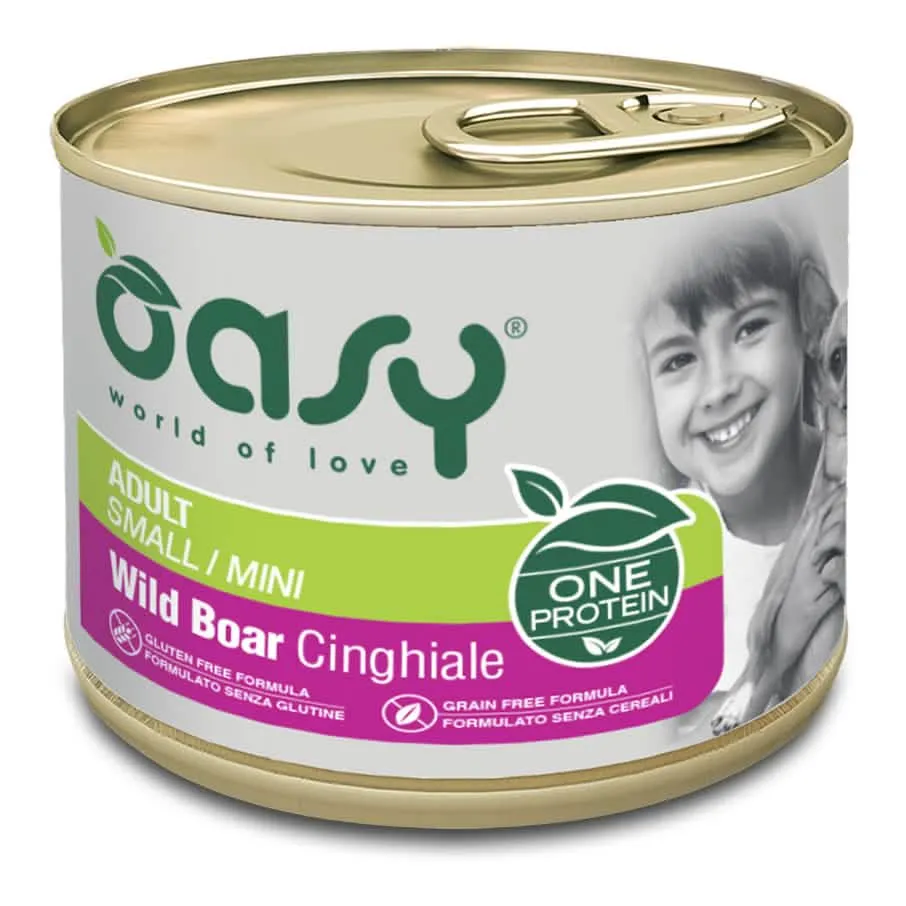 Oasy wet dog one adult small/mini cinghiale lattina 200 g - immagine 1
