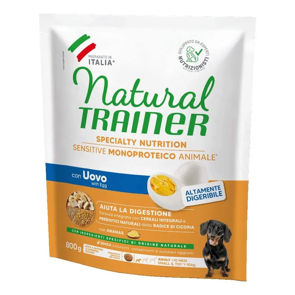 Natural trainer dog sensitive small & toy uovo/cereali integrali 800 g no gluten - immagine 1