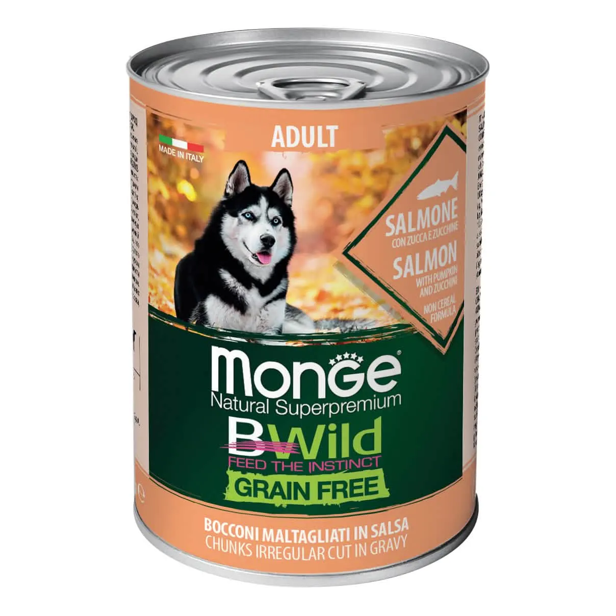 Monge grain free adult salmone con zucca e zucchine 400 g - immagine 1