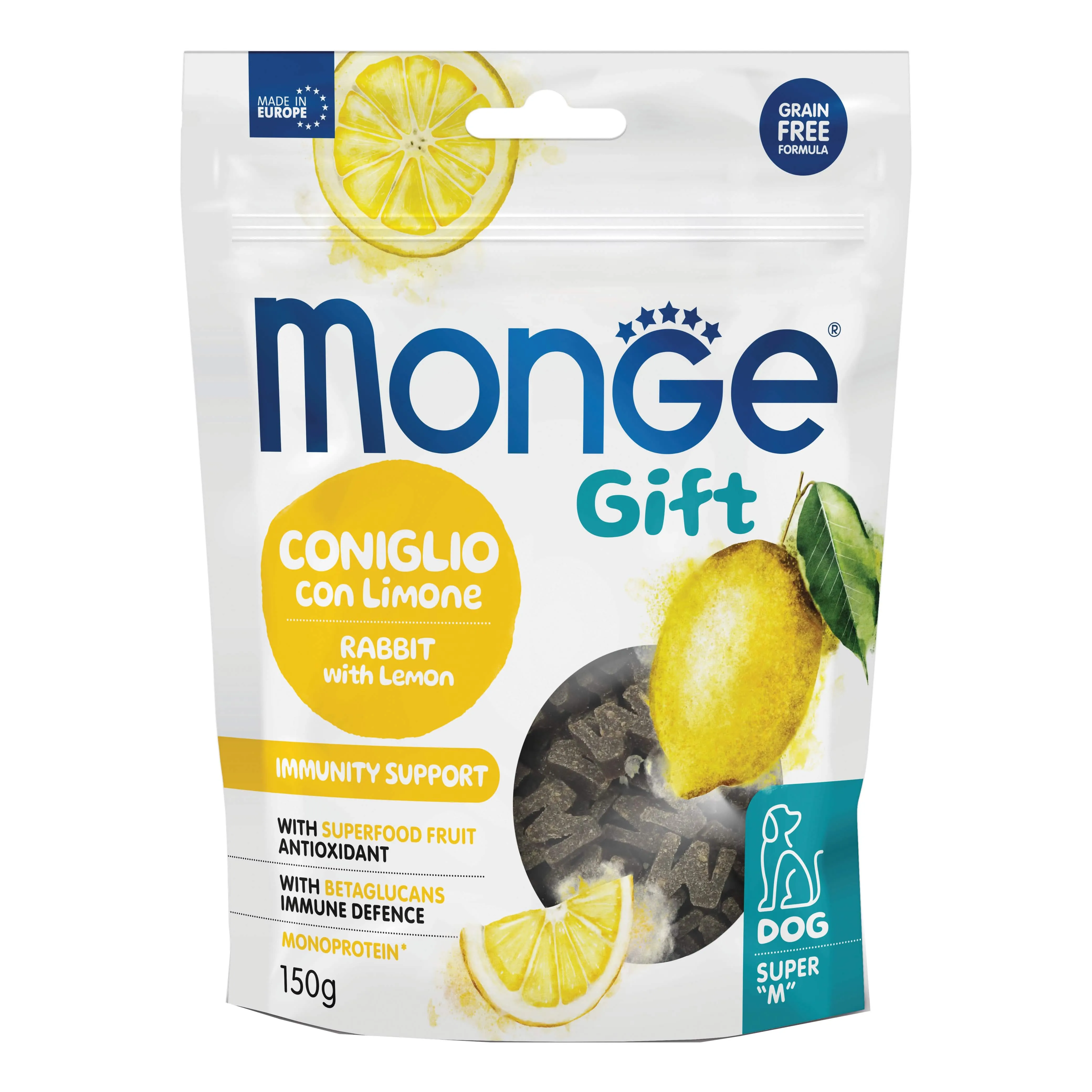 Monge dog super m gift immunity support coniglio con limone 150 g - immagine 1