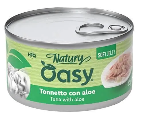 Oasy wet cat natury soft jelly tonnetto con aloe lattina 150 g - immagine 1