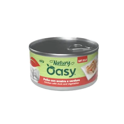 Oasy wet dog natury soft jelly pollo con anatra e verdure lattina 150 g - immagine 1