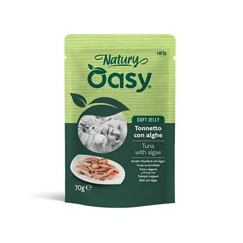 Oasy wet cat natury soft jelly tonnetto con alghe busta 70 g - immagine 1