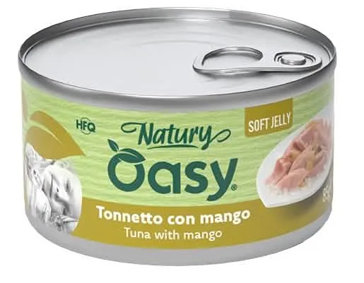Oasy wet cat natury soft jelly tonnetto con mango lattina 85 g - immagine 1