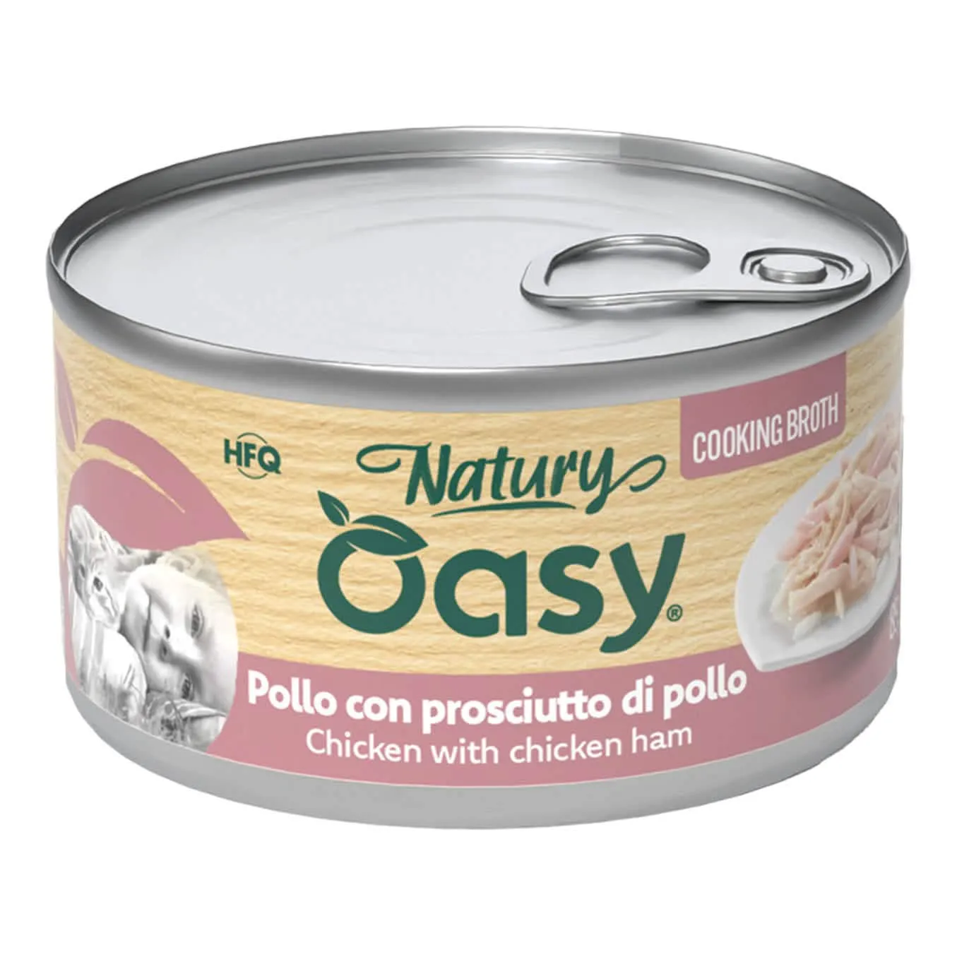 Oasy wet cat natury cooking broth pollo prosciutto 85 g - immagine 1