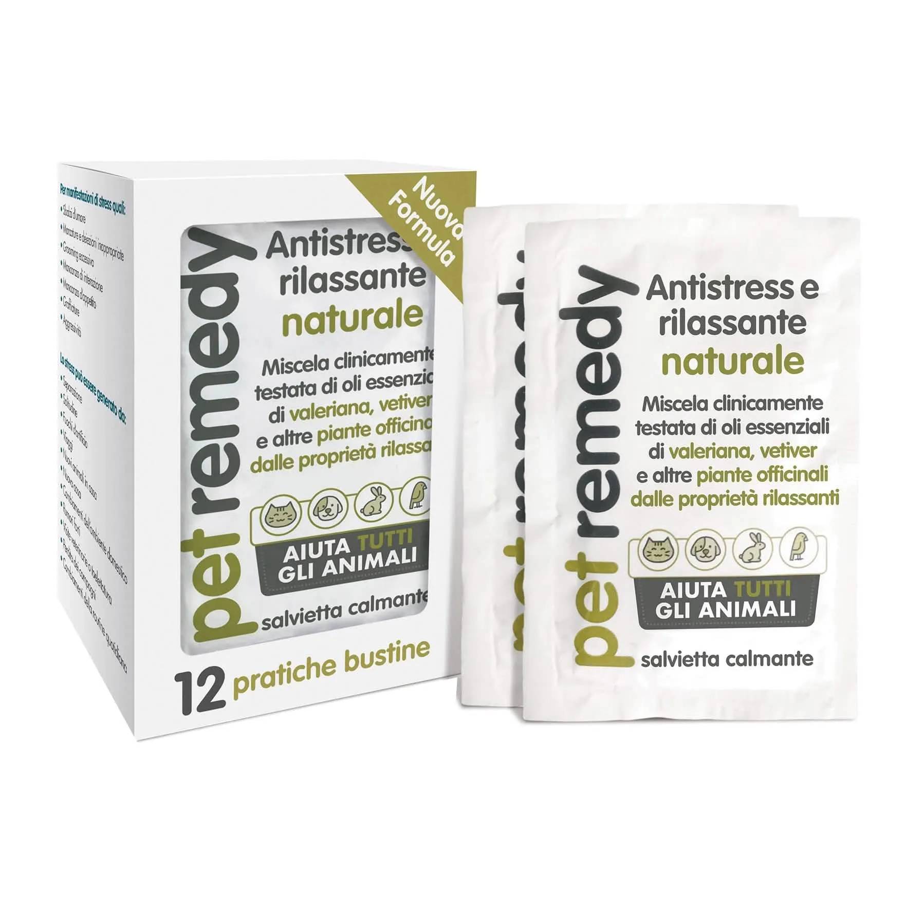 Pet Remedy Salviette 12 Bustine - Supporto Naturale Contro lo Stress per Animali - immagine 1
