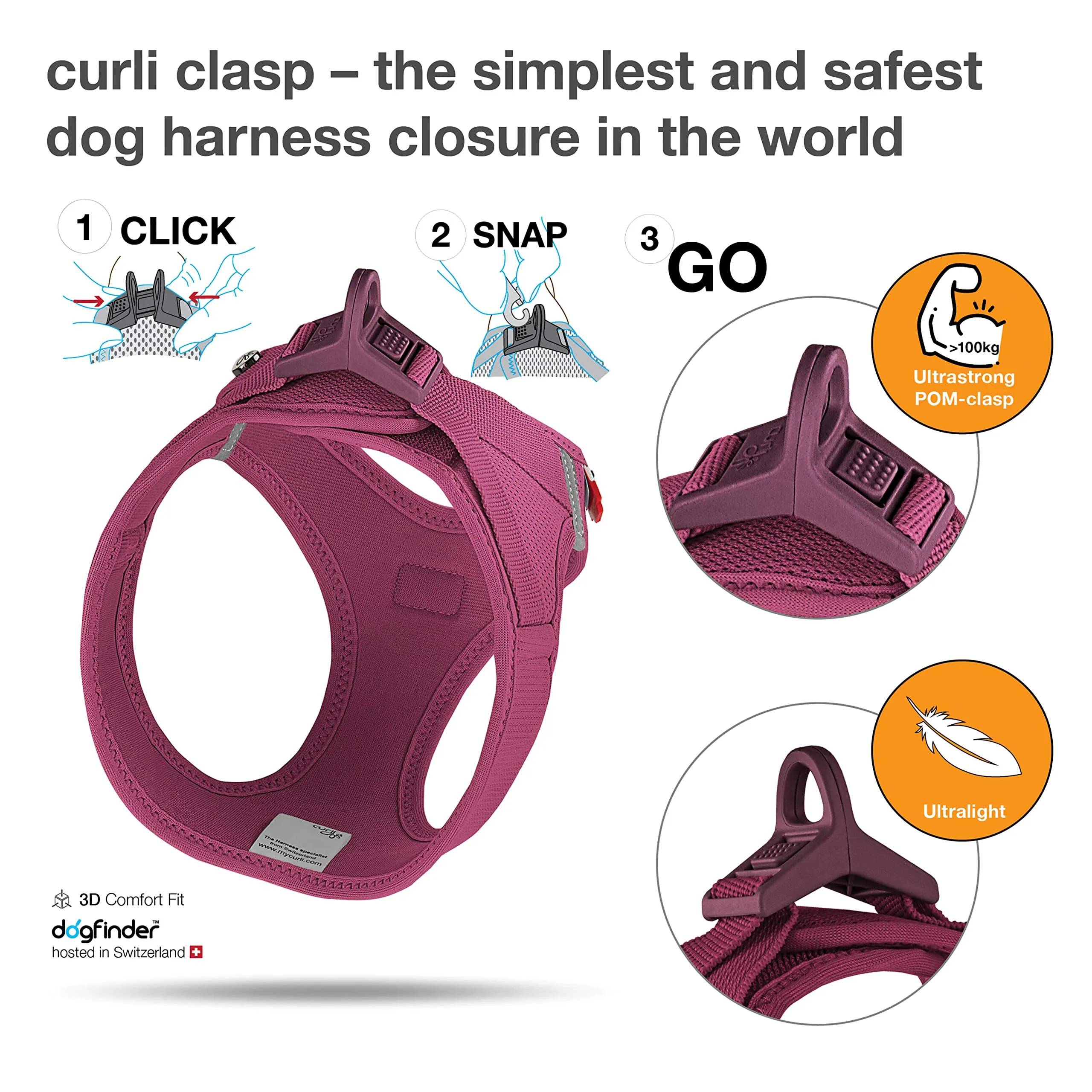 Vest Harness curli Clasp Air-Mesh Ruby XS - immagine 3