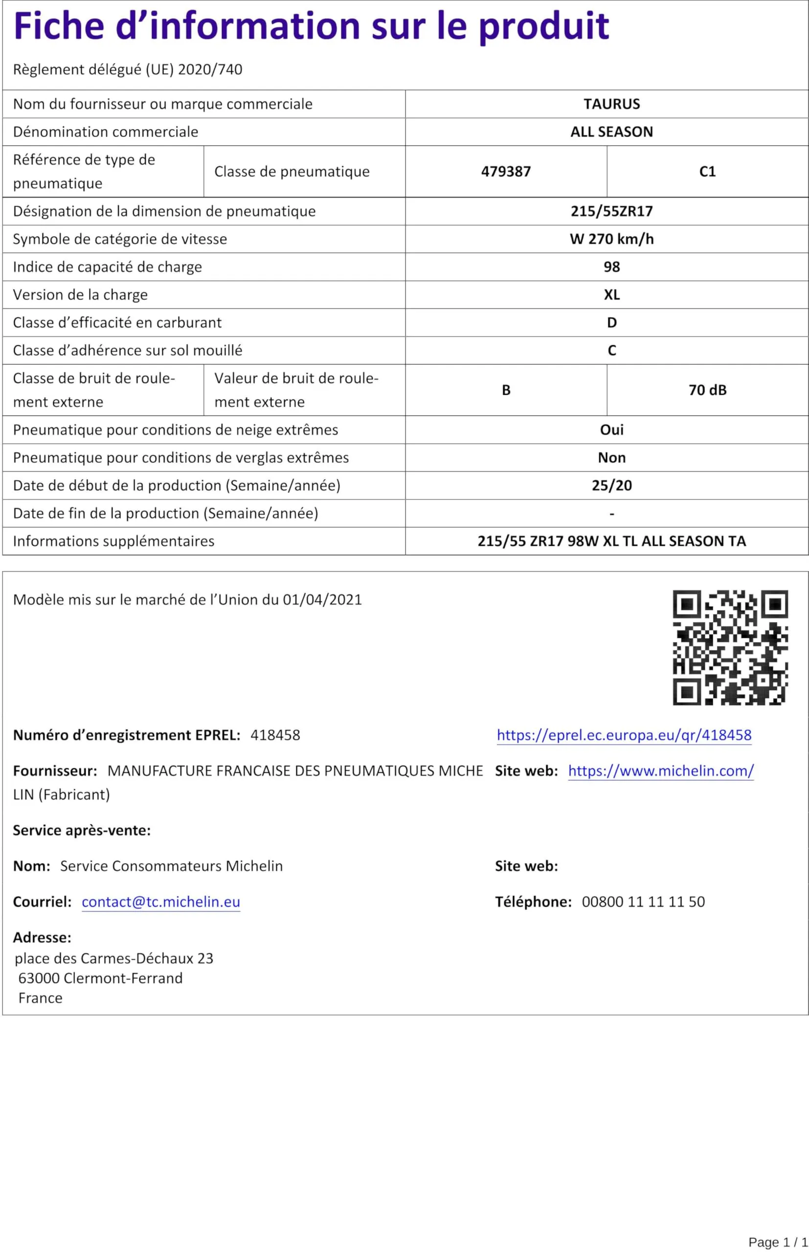 TAURUS 215/55 R17 98W 4 Stagioni XL Auto - immagine 3