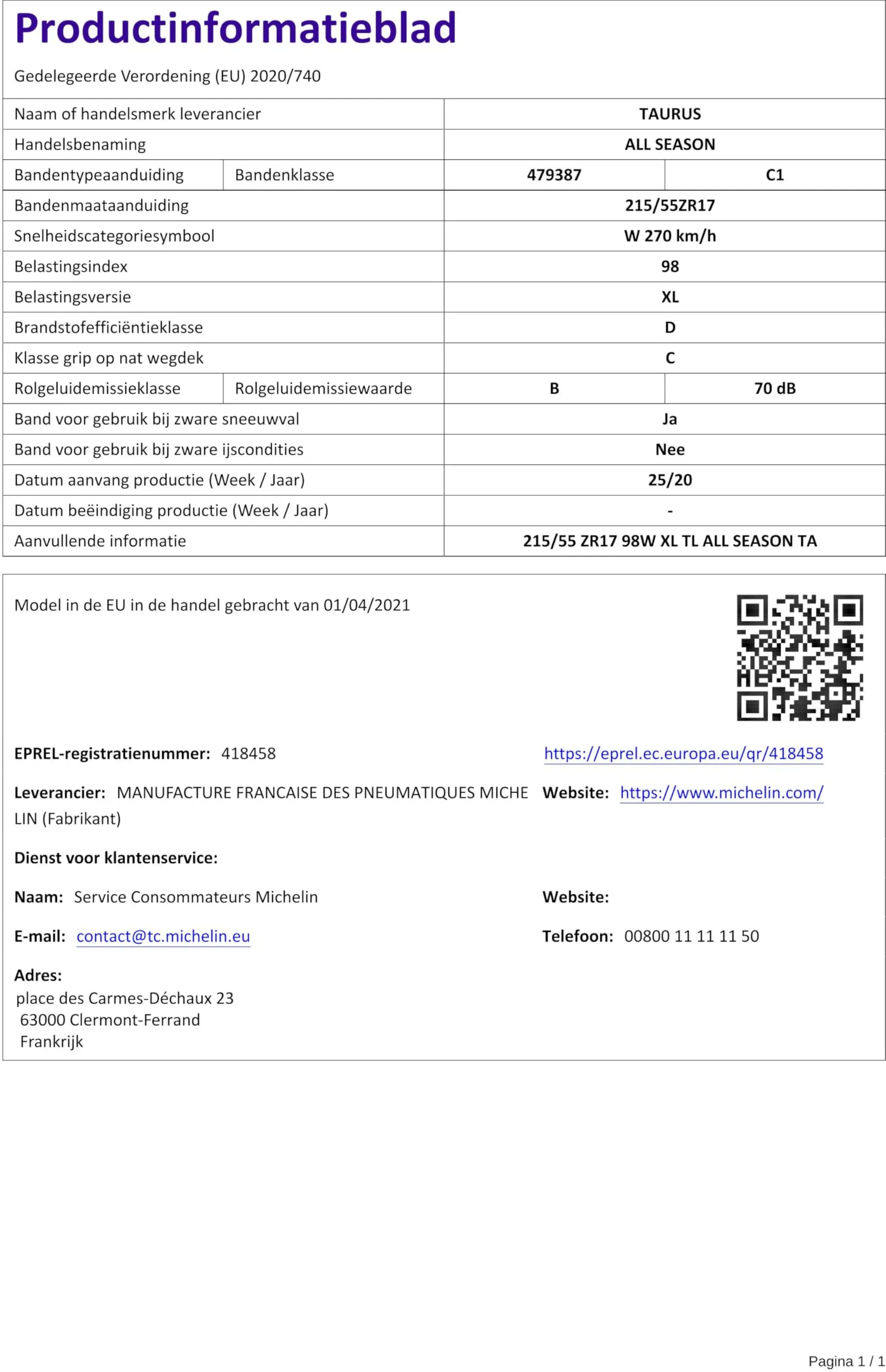 TAURUS 215/55 R17 98W 4 Stagioni XL Auto - immagine 4