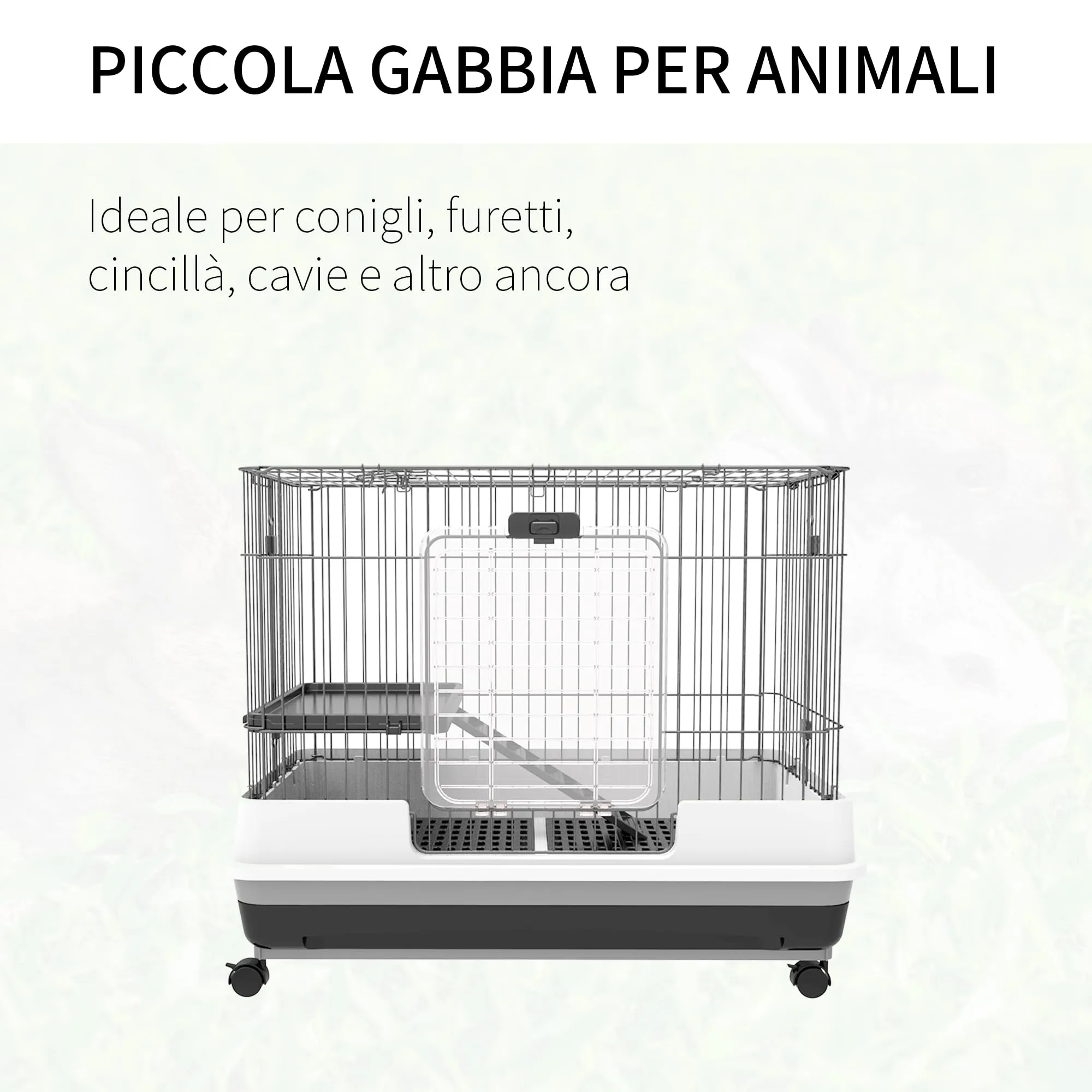 PawHut Gabbietta per Conigli Porcellini d'India 2 Porte 81.2x52.7x70cm Nero - immagine 3