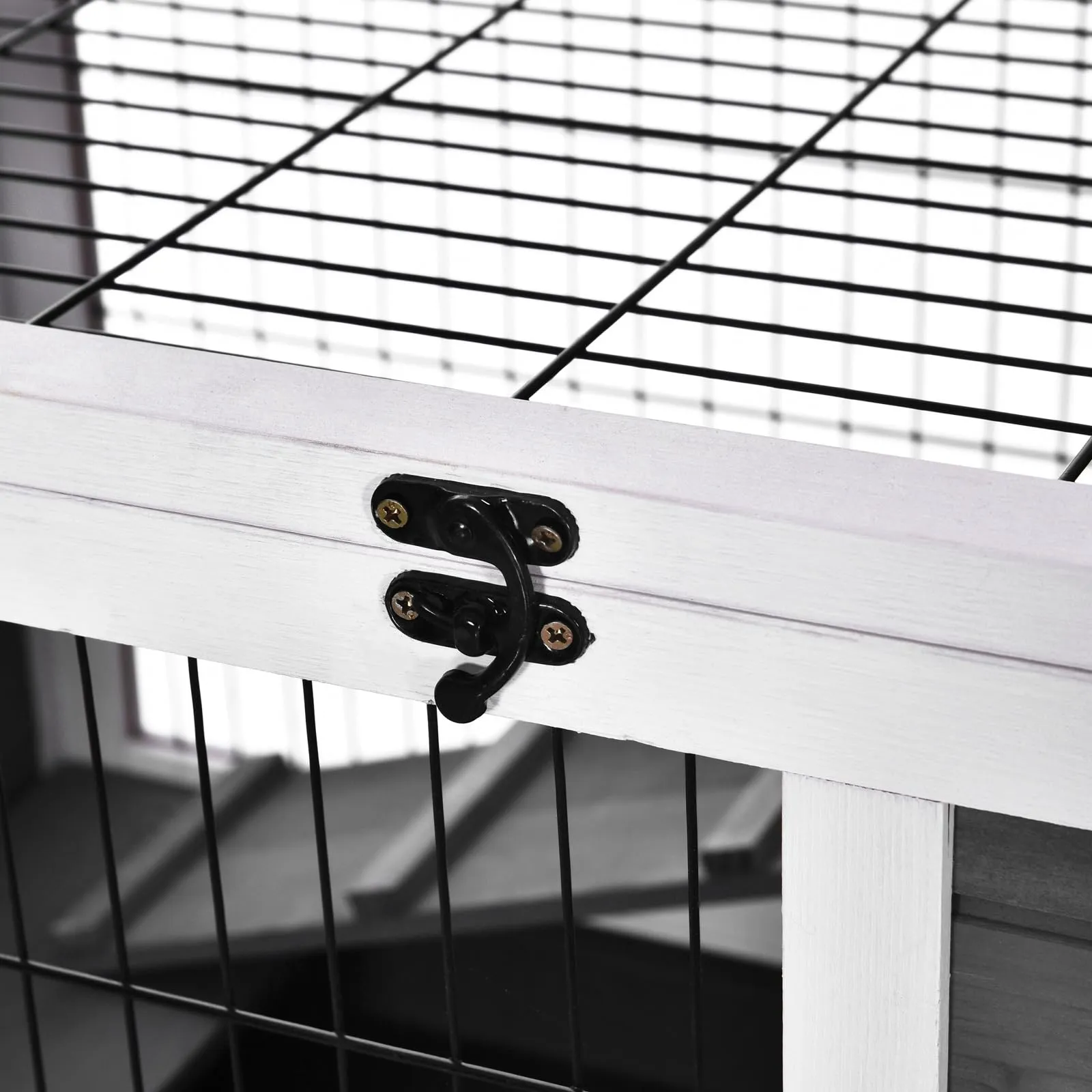 PawHut Gabbietta per Conigli e Porcellini d'India con 4 Ruote Grigio Bianco - immagine 9