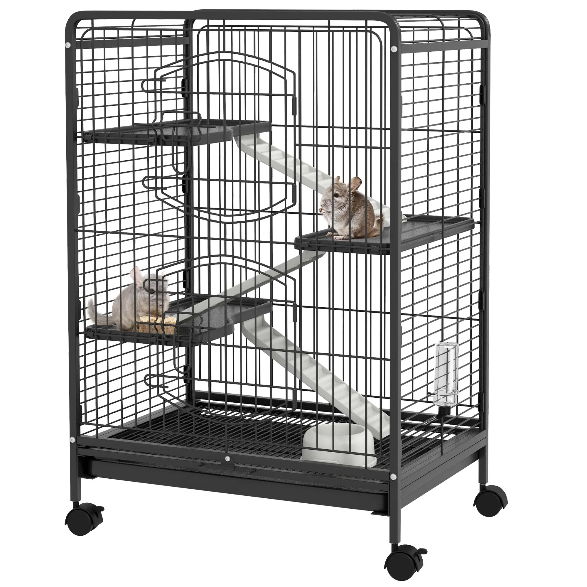 PawHut Gabbia per Piccoli Animali e Piccoli Roditori 61.5x44x95 cm Nero - immagine 1