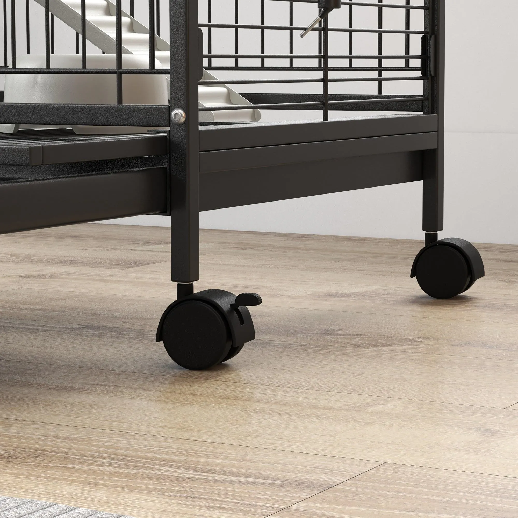 PawHut Gabbia per Piccoli Animali e Piccoli Roditori 61.5x44x95 cm Nero - immagine 8