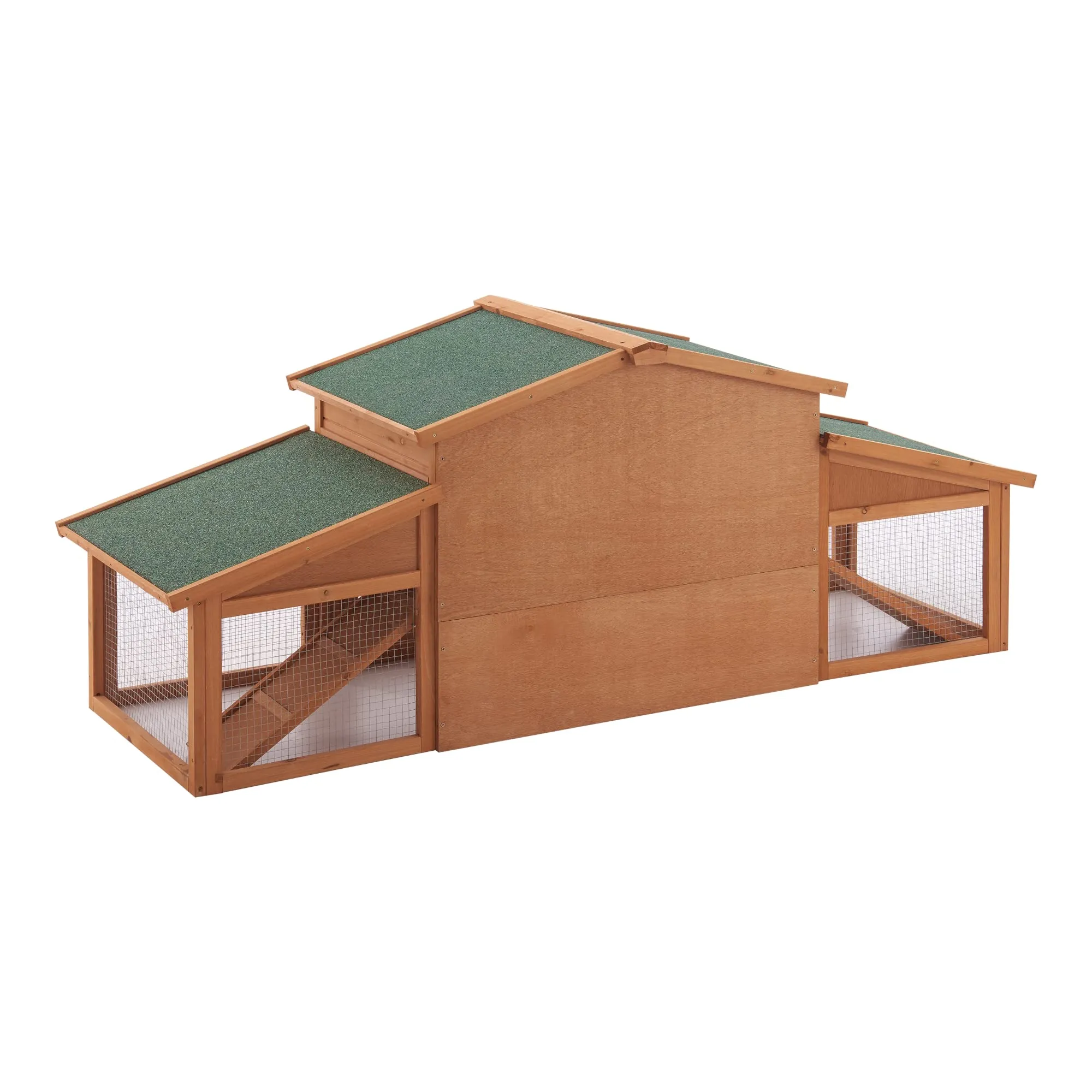 Conigliera Coperta con Tettuccio Impermeabile (AxLxP) 72 x 180 x 62 cm Gabbia con Casetta e Area Recintata, Struttura in Legno, Uso Esterno - immagine 5