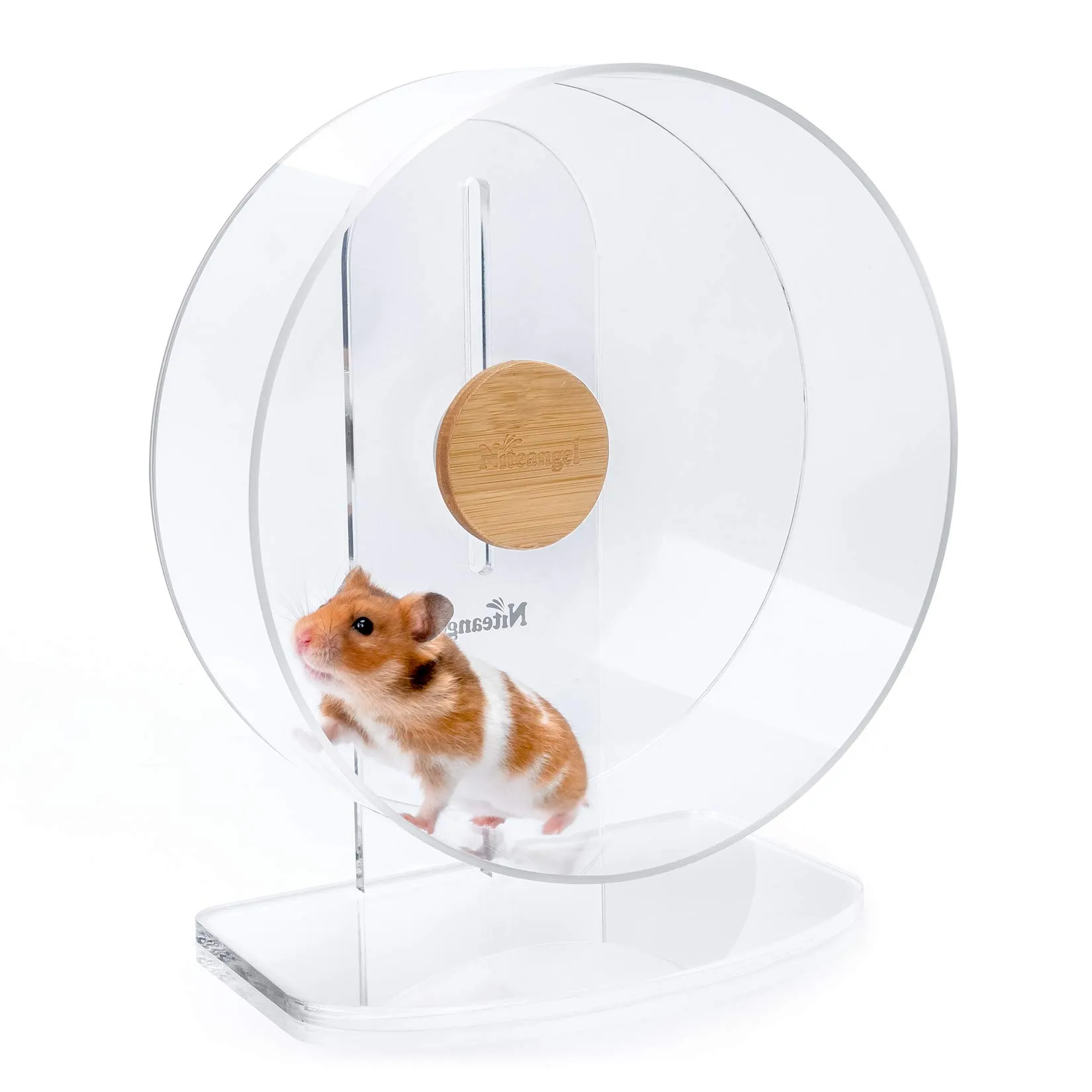 Niteangel - Ruota silenziosa per criceti, a doppio cuscinetto, silenziosa, in acrilico, per criceti, gerbilli, topi, degus o altri piccoli animali (media – versione più ampia) - immagine 1